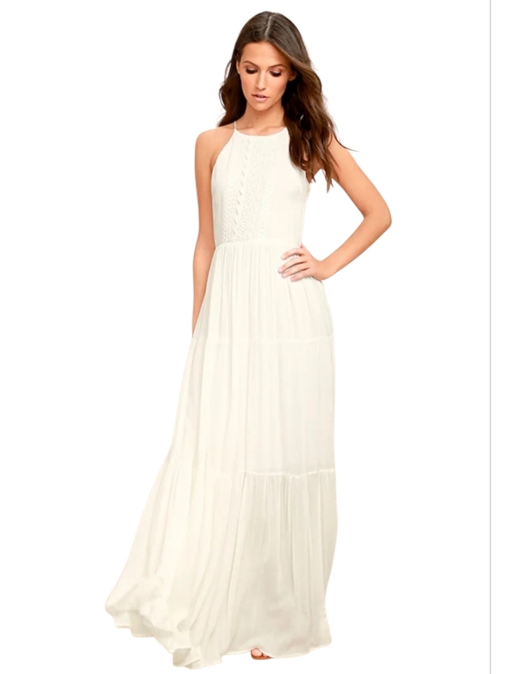 Lulu's White Maxi Halter Dress